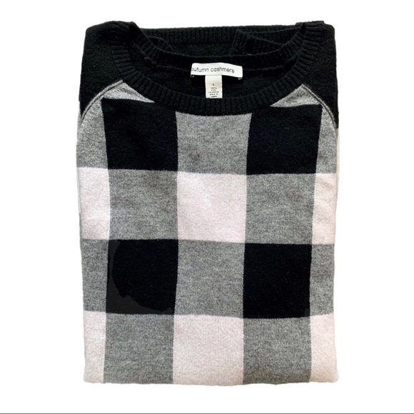 Autumn Cashmere Black/White Buffalo-Check Sweater - Picture 5 of 6